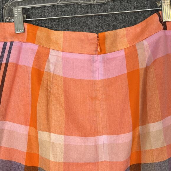 Ann Taylor Womens Orange Pink Twisted Plaid Pencil Skirt Size 12P Office Career - Picture 6 of 10